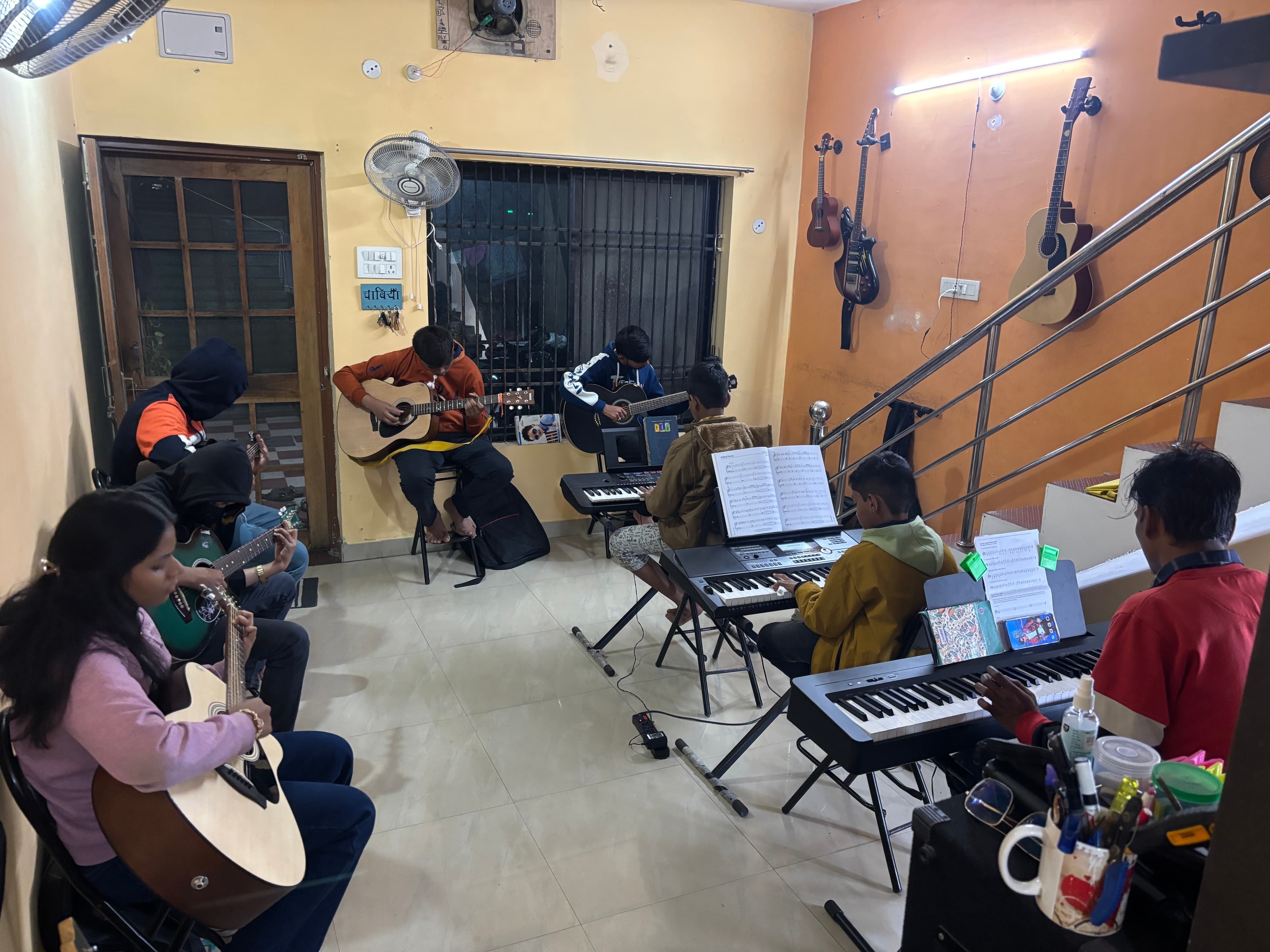 Group Learning - Collaborative learning environment at Janani Institute of Music, Raipur